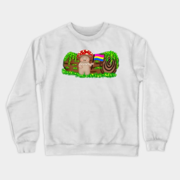 Pansexual Pride Mushroom Buddy Crewneck Sweatshirt by SquishyBeeArt